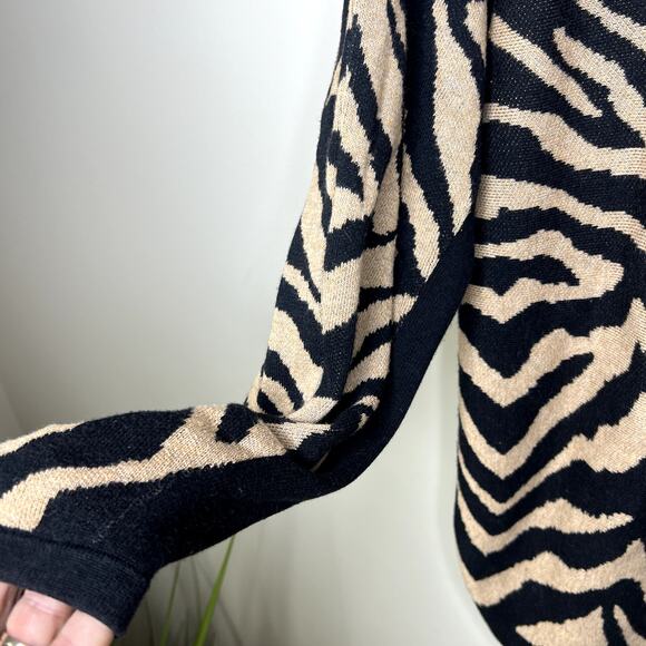 CAbi Dani Pullover Sweater Zebra Dazzle Stripe Brown/Black Medium Animal Print - Picture 5 of 10